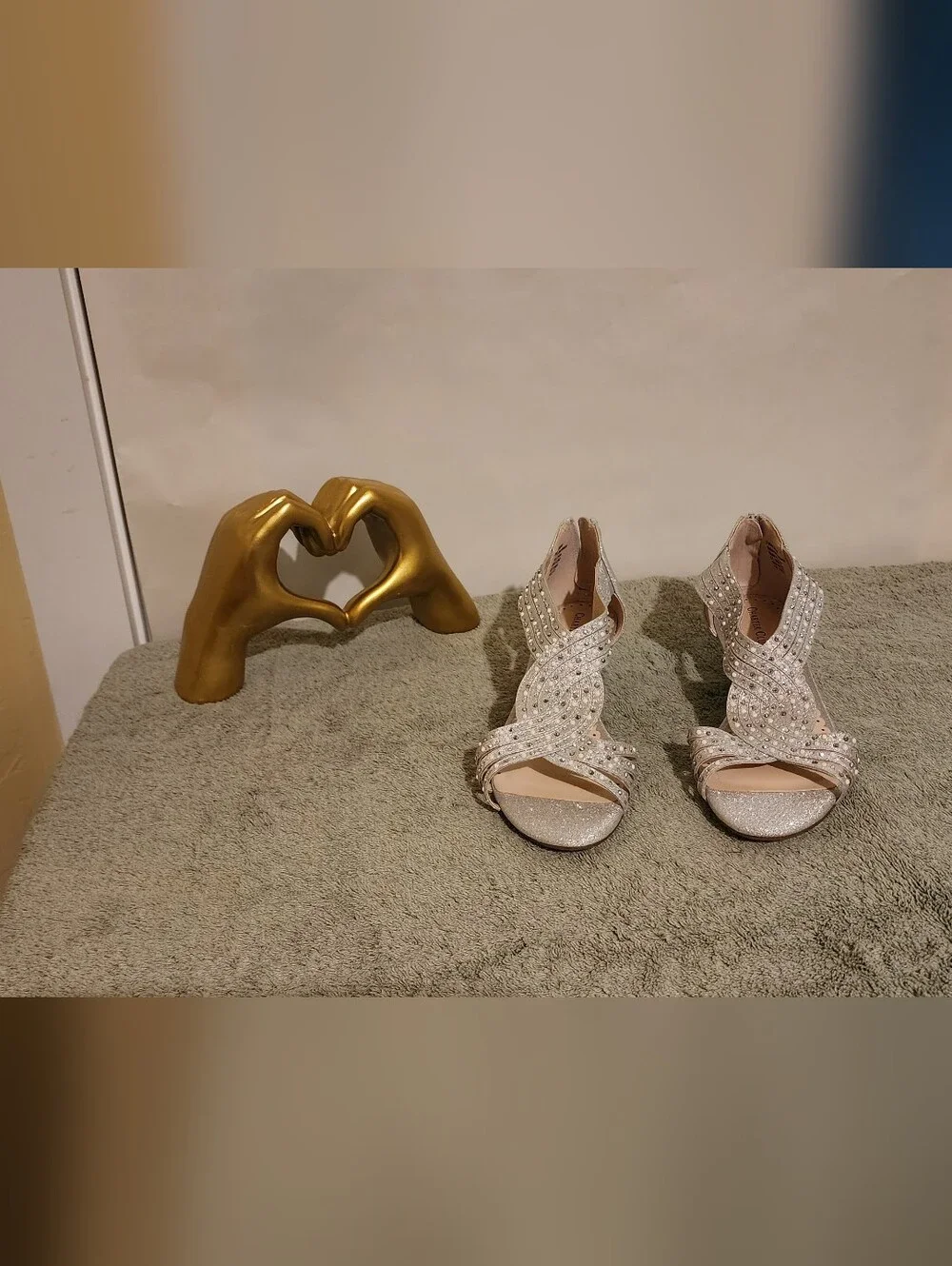 Charter Club Women's Silver Glitter Strappy Wedge Sandals